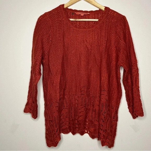 ☀️MODCLOTH Nostalgic Knits Eyelet Chantilly Lace 3/4 Sleeve Knit Sweater - Picture 5 of 12
